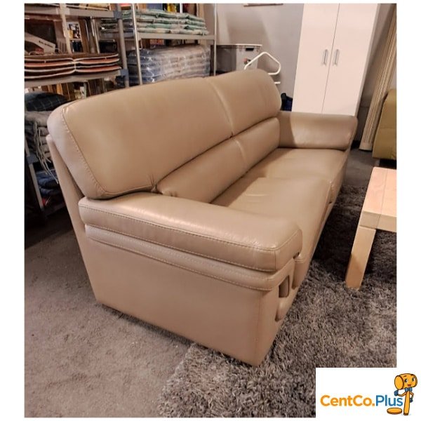 Beige lederen 3-zit