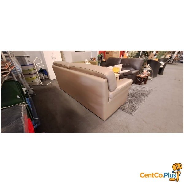 Beige lederen 3-zit