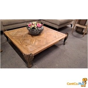 vierkante salontafel in massief teak