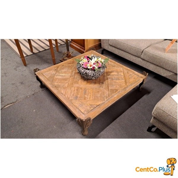 vierkante salontafel in massief teak