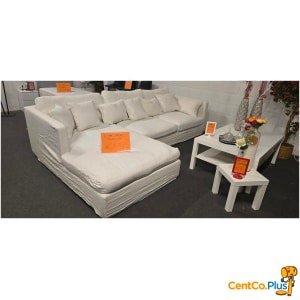 Witte stoffen hoeksalon