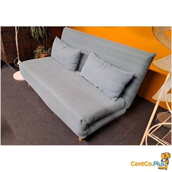 Slaapbank in zachte grijze stof