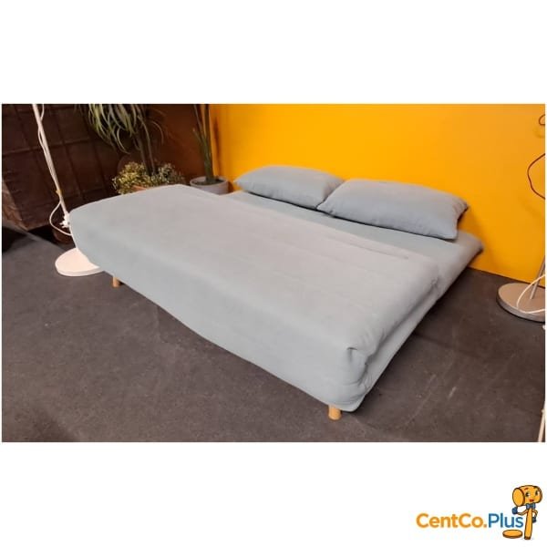 Slaapbank in zachte grijze stof