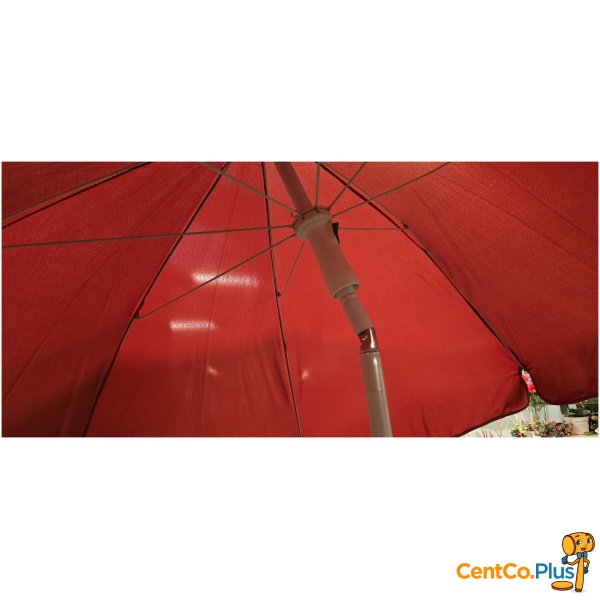 Rode parasol met knikarm