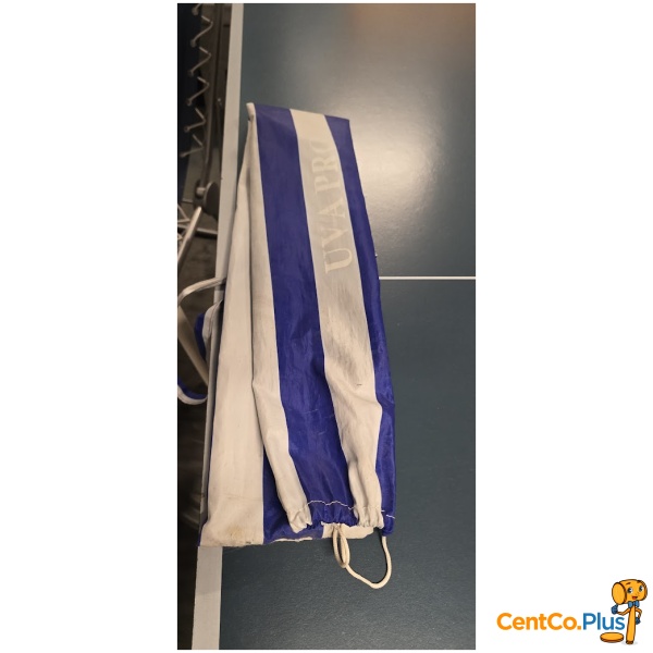 Blauw-wit gestreepte parasol