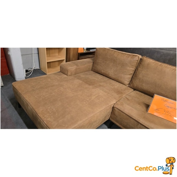 Hoeksalon cognac kleur