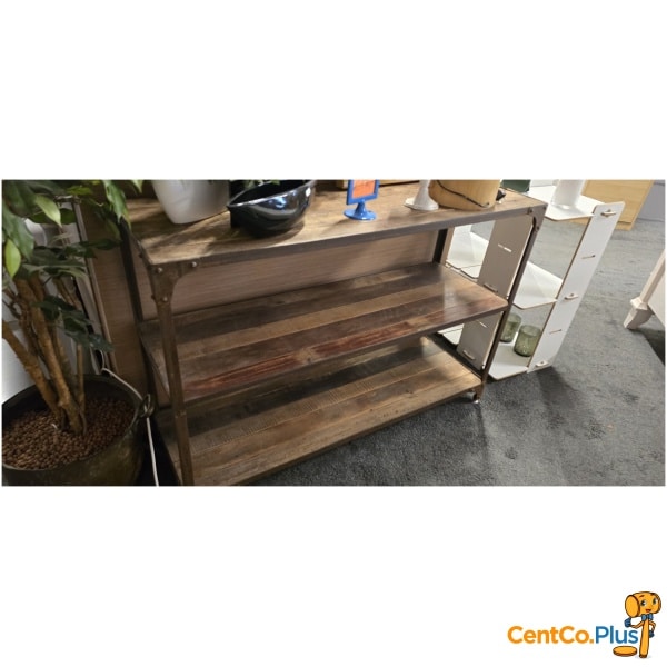 Muurtafel teak & smeedijzer