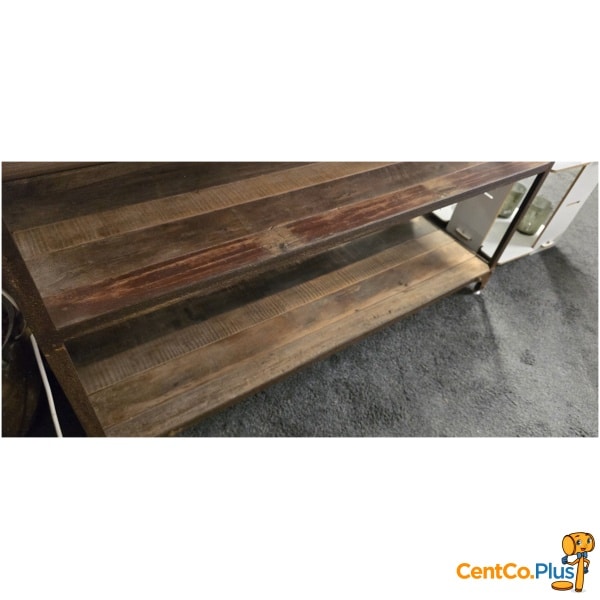 Muurtafel teak & smeedijzer