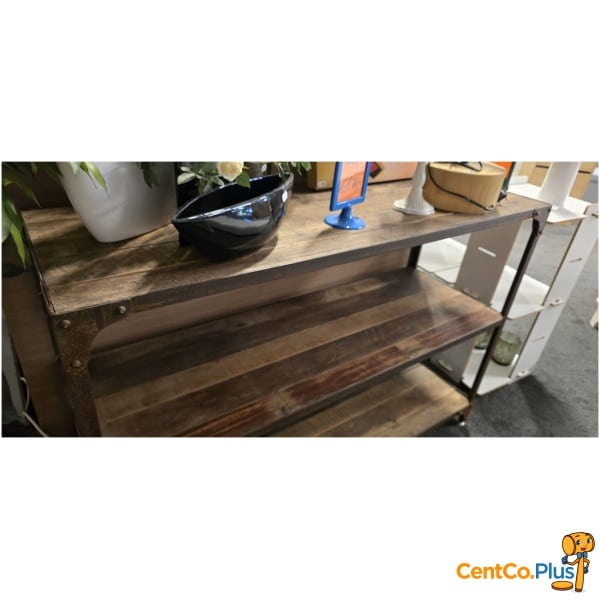 Muurtafel teak & smeedijzer