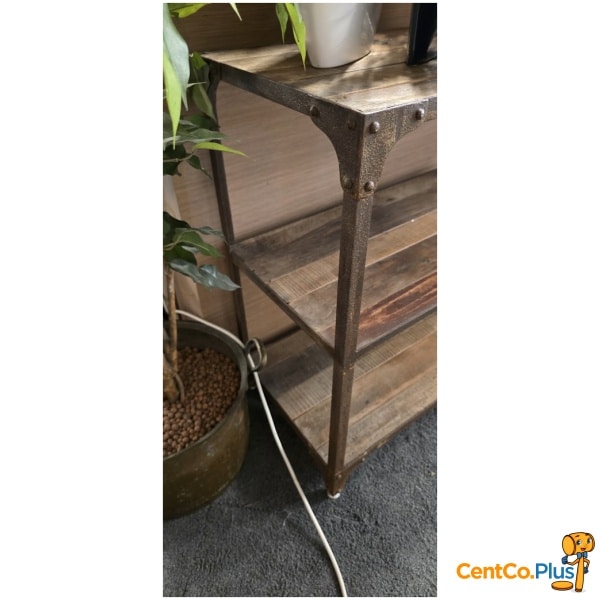Muurtafel teak & smeedijzer