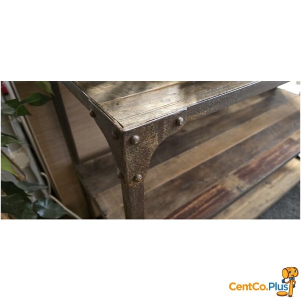 Muurtafel teak & smeedijzer