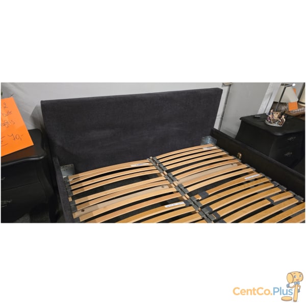 Tweepersoons bedkader zwarte stof