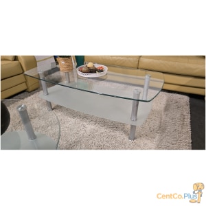 Rechthoekige glazen salontafel