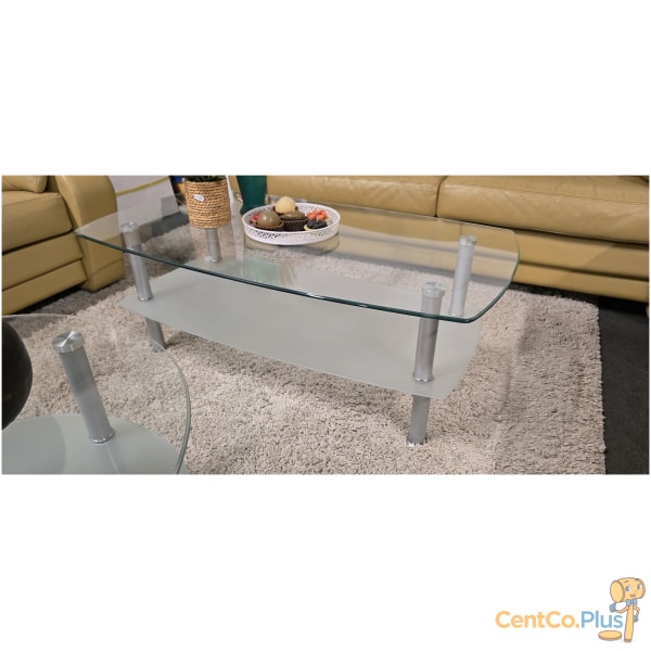 Rechthoekige glazen salontafel