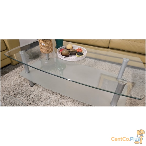 Rechthoekige glazen salontafel